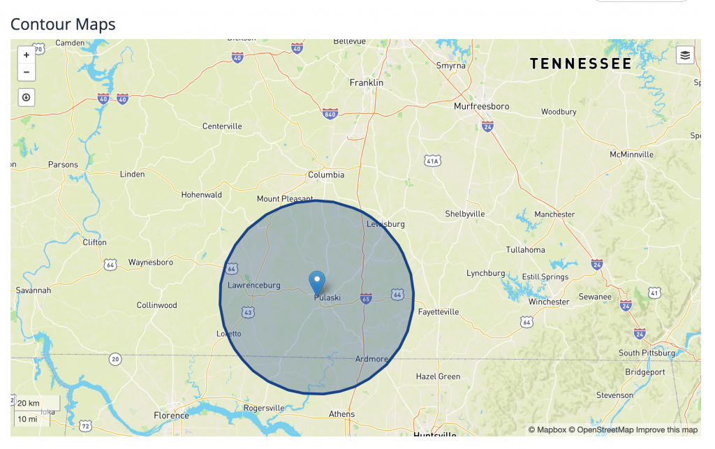 WKSR Pulaski Contour Map